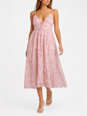 NEW Rare En Saison Pink floral embroidered maxi midi summer dress size XS
